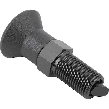 Kipp Indexing Plunger W Rotation Lock Size:3 D1=M16, D=8, Form:A, Steel Blk Oxidized, Comp: Plastic, Blk K1300.13080